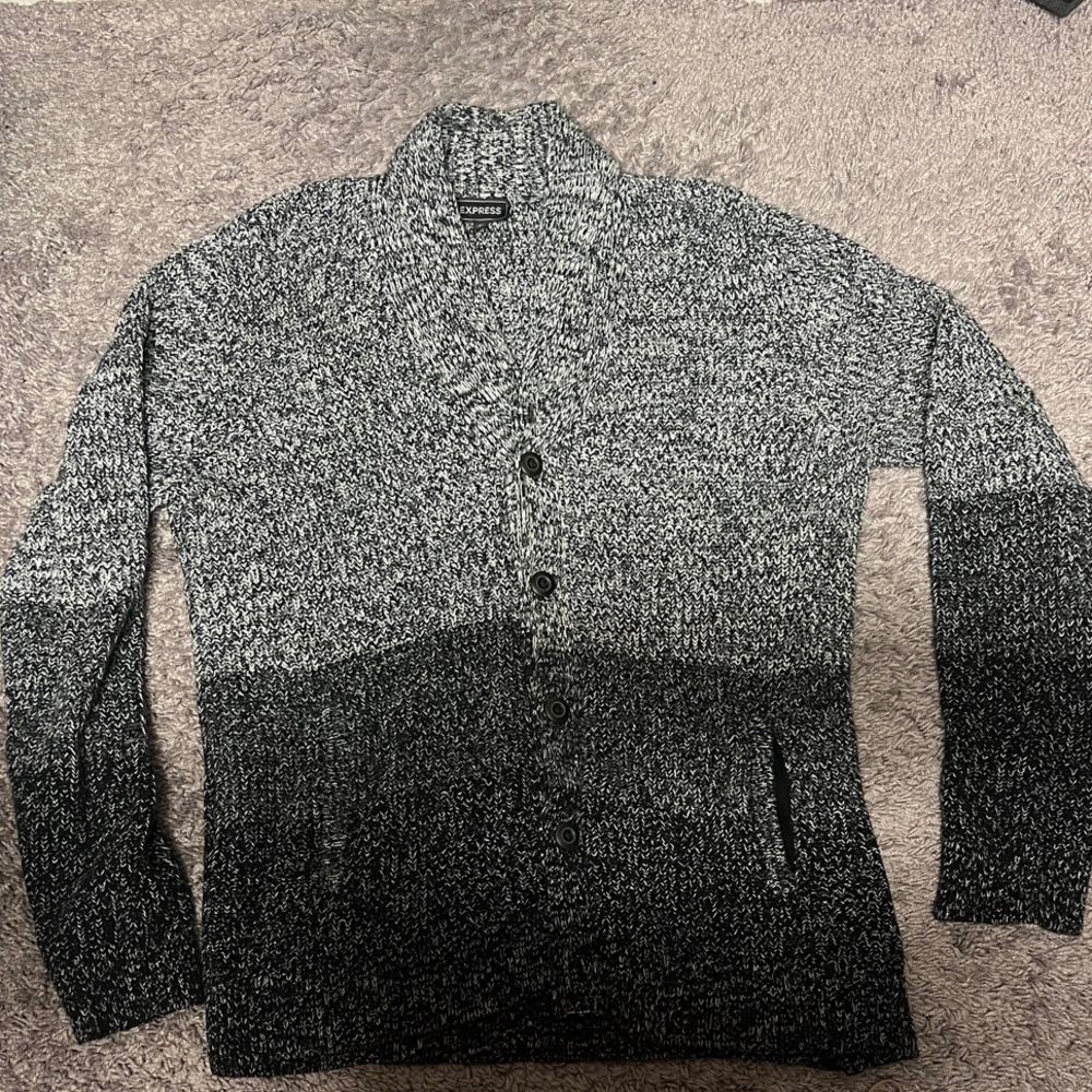 Express Black and Gray Cardigan Sweater